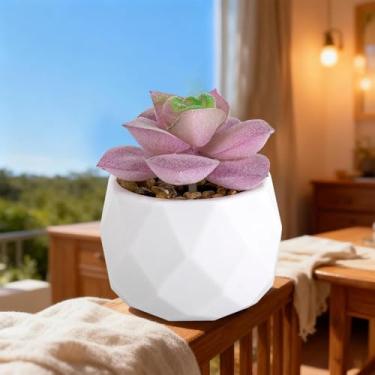 Imagem de Planta suculenta artificial em vaso decorativo, suculenta falsa realista para decoração de casa, escritório e jardim, planta interna de fácil manutenção