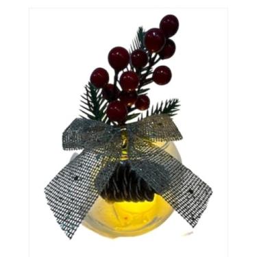 Imagem de Arranjo Enfeite De Mesa Natalino C/Vela Mesa Posta Ano Novo