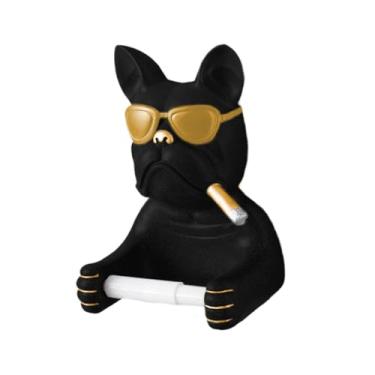 Imagem de WeiLaiKeQi Porta-papel higiênico, organizador de guardanapos, suporte de parede para dispensador de lenços de papel, organizador de papel higiênico para banheiro, Preto