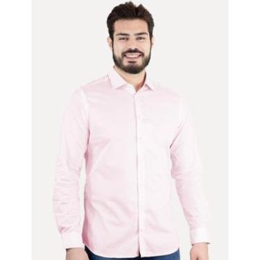 Imagem de Camisa Dudalina Masculina Milano Tricoline Lisa Stretch Rosa Claro-Masculino