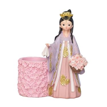 Imagem de predolo Porta-canetas com design de animal de desenho animado, estilo antigo, para decoração de mesa, porta-pincéis de maquiagem elegante, ideal para, Roxo