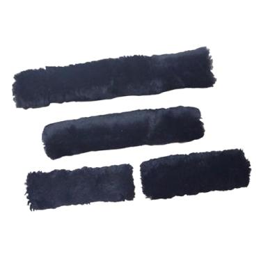Imagem de Aymzbd Conjunto de 4 peças de para cabresto de cavalo, acessórios para cavalos, capa macia para focinheira, tubos de pelúcia para cabresto para uso no, Preto