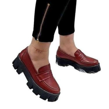 Imagem de Mocassim Tratorado Alto Feminino - Brazilinas, Bordô, 37