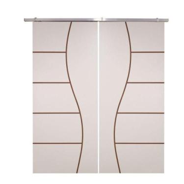 Imagem de Porta Dupla Branco Prime Frisada Kit Alumínio F07 - 210x160 - Vanin