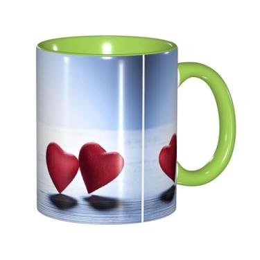 Imagem de Zeraoke Canecas de café criativas com impressão de corações vermelhos, personalizadas, presente para a família, tamanho de 325 ml, unissex