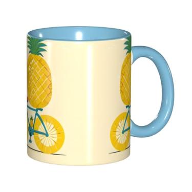 Imagem de Zeraoke Canecas de café criativas com estampa de abacaxi, personalizadas, presente para a família, tamanho de 325 ml, unissex