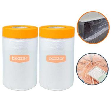 Imagem de Kit 2 Lona Protetora Pintura e Reforma Fita Adesiva 55cm x 20m Bobina 