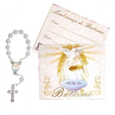 Imagem de Kit 50 Cartões com Mini Terço de Batismo - SJO Artigos Religiosos