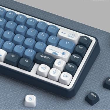 Imagem de dagaladoo Conjunto de teclas Apollo PBT, azul/azul escuro/branco, teclas personalizadas fofas, teclas de teclado de sublimação de tinta, teclas de perfil MOA para teclado mecânico 100% 75% 65% 60% TKL