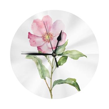 Imagem de ZERAOKE Peony - Relógio de parede redondo moderno - silencioso sem tique-taque operado por bateria, decoração de mesa ou parede para sala de estar, quarto, escritório.