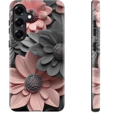 Imagem de DEENAKIN Capa fofa para Samsung Galaxy S24 Plus - Compatível com carregamento sem fio - Silicone macio de camada dupla + capa rígida - Design elegante de flores silvestres - Capa de telefone chique