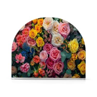Imagem de Qilmy Lindo porta-guardanapos de rosas coloridas para mesas – Porta-guardanapos para cozinha, porta-guardanapos de mesa, porta-guardanapos de coquetel, porta-guardanapos de papel115