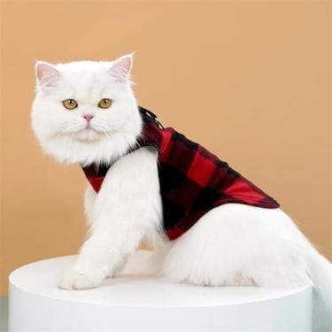 Imagem de Casaco de inverno para cães, casaco de lã para cachorros, xadrez, quente, impermeável, à prova de vento, roupas de clima frio para cães pequenos e médios, vermelho G