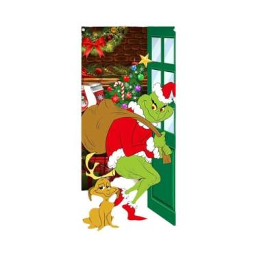 Imagem de Natal verde cabelo monstro porta capa fundo pano banner festa de natal