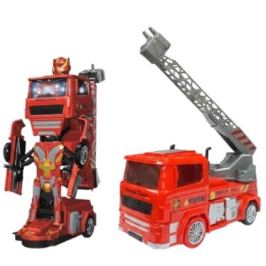 Imagem de Caminhão de Bombeiro Transformável em Robô – Brinquedo Infantil com Luzes, Sons e Jato de Água | Fire Rescue Team