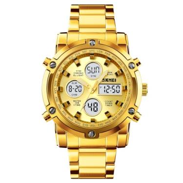 Imagem de Relógio Masculino Sk 1389 Á Prova D'água 30m Digital Esportivo Luxo Dourado
