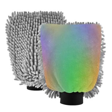 Imagem de STAYTOP Luvas de lavagem de carro lindas cores, 2 peças, luvas de microfibra de chenille, sem arranhões, panos de esponja de lavagem ultra absorventes para carros, limpeza doméstica - M
