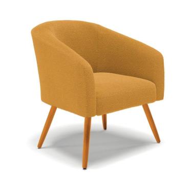 Imagem de Poltrona Decorativa Pé Palito Castanho Stella Bouclê Mostarda D03 - D'rossi