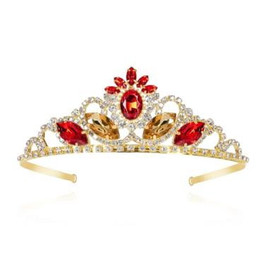 Imagem de JINSAWW Coroa de princesa Bela, aniversário, casamento, coroa dourada, Halloween, cosplay, acessórios de cabelo para ela