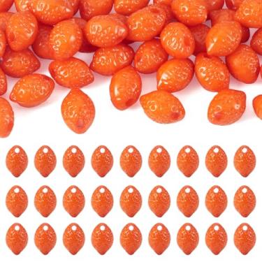 Imagem de KISSITTY 50 pingentes de limão, pingentes pequenos de acrílico 3D, frutas, pingentes, cor coral, contas perfuradas, para fazer você mesmo, colares, brincos, pulseiras, joias, chaveiros, artesanato, 50