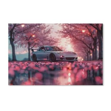 Imagem de HouLaiZhe Anime Rx7 Jdm Carro Flor de Cerejeira Posters Tela Estética Sala Decoração de Parede Impressões Galeria Sala Decoração de Parede para Quarto Sala de Estar Escritório 11 x 17 polegadas (28 x