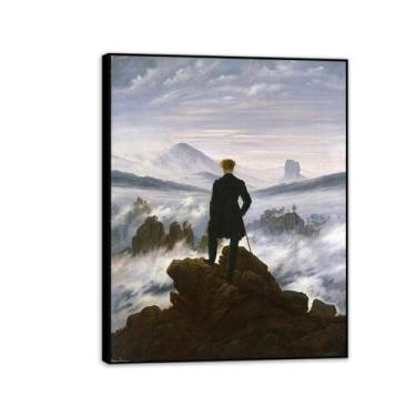 Imagem de O caminhante acima do mar de neblina por Caspar David Friedrich Impressões em tela Well Decor The World Classic Art Reproduções de arte grande giclée arte de parede para sala de estar decoração de