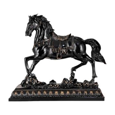 Imagem de Wswqop Estátua de Cavalo em Resina, Coleção de Artesanato, Figura de Animal, Decoração para Casa, Ideal para Prateleira, Entrada, Escritório, Presente de, Preto, L