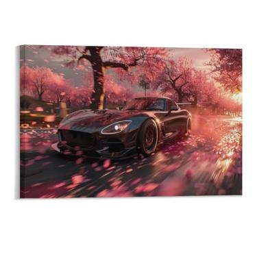 Imagem de HouLaiZhe Anime Jdm Carro Mx5 Pôster Flor de Cerejeira Tela Estética Decoração de Quarto Pintura de Parede Impressões Sala de Galeria Decoração de Parede para Quarto Sala de Estar Escritório 11 x 17