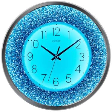 Imagem de OCEST Relógio de parede luminoso de 30,5 cm azul