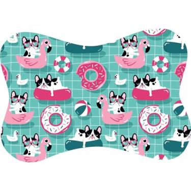 Imagem de Tapete para Comedouro Pet Antiderrapante Formato Ossinho 29x43cm para Cães e Gatos(Piscina)