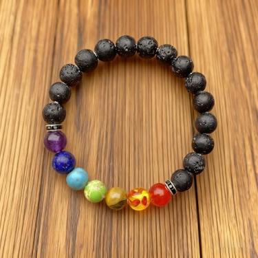 Imagem de Pulseiras elásticas com contas para mulheres, pulseira de 7 chacras para cura do equilíbrio emocional feito à mão com contas de cristal natural, One Size, Pedra, Sem Pedra Preciosa