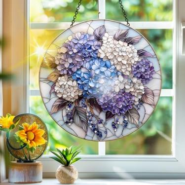 Imagem de Acrílico colorido, apanhador de sol, decoração de janela suspensa de hortênsia, arte de parede de arco-íris, para varanda, interior e exterior, jardim, enfeites de Natal, decoração 19 x 19 cm, CH#72