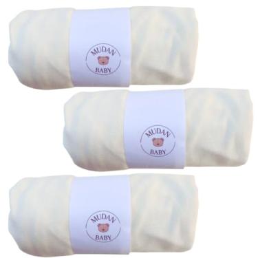 Imagem de Kit 3 Lençol Avulso Malha 100% Algodão Elástico Total Berço Americano Hipoalergenico (Palha)