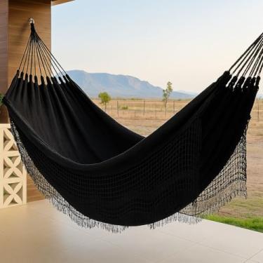 Imagem de Rede de Dormir Casal Algodão Natural 4m x 1,5m Moderna Confortável e Resistente(Preto)