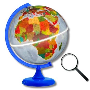 Imagem de GLOBO TERRESTRE FÍSICO POLÍTICO LUMINOSO BASE AZUL 30CM + LUPA DE MÃO