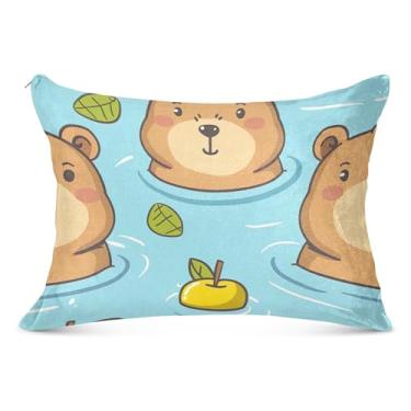 Imagem de Linda capa de almofada de flanela azul capivara decorativa padrão queen king size fronha linda decoração de casa, tamanho Queen, 50,8 cm x 76,2 cm