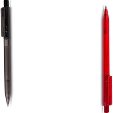 Imagem de Caneta Esferográfica em Alumínio Reciclado, Retrátil, Escrita Azul, Corpo Emborrachado, Ponta Touch, Refil Tipo Parker, Ambidestro, 15g (Preto e Vermelho)