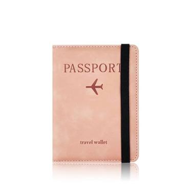 Imagem de Suporte de passaporte de poliuretano, capa de passaporte com bloqueio de RFID, organizador de documentos de viagem com compartimentos para cartões para acessórios essenciais de viagem, carteira leve