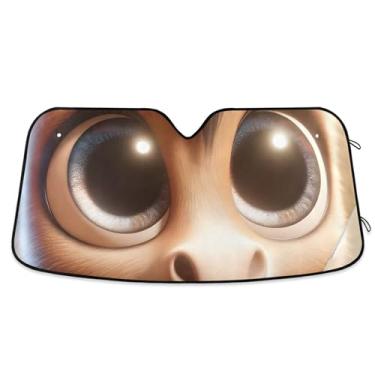 Imagem de Sombra de sol de cavalo de desenho animado de burro personalizado para para-brisa de carro bonito universal dobrável caminhão auto sombra de carro para para-brisa dianteiro M, 139,7 cm x 70,1 cm