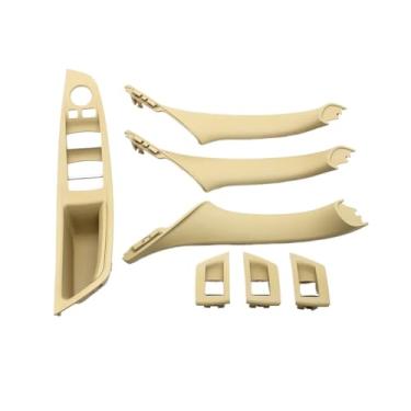 Imagem de Compatível para BMW Série 5 F10 F11 523i 525i 528i 530i LHD RHD Bege Preto Marrom Oyster Porta interna do carro Apoio de braço dentro do conjunto de maçaneta de tração(LHD Beige)
