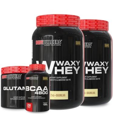 Imagem de Kit 2x Whey Protein Waxy Whey Baunilha 2kg + Glutamina 500g + BCAA 4800 250 Cápsulas - Bodybuilders