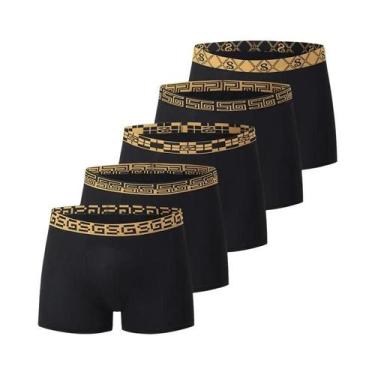 Imagem de Conjunto De 5 Peças De Cuecas Boxer Masculinas Estampadas Tamanhos Gra