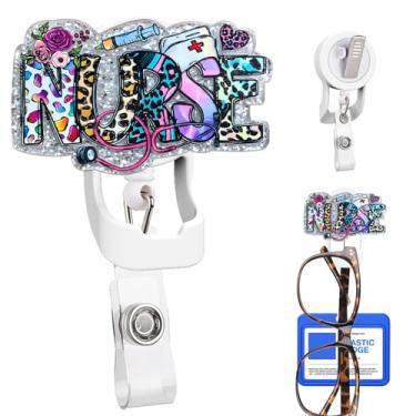 Imagem de Carretel de crachá retrátil com clipe jacaré, suporte multiuso para crachá de identificação de óculos, cordão de 61 cm, cordão de enfermagem, estudante, trabalhador médico, professor, médico, crachá