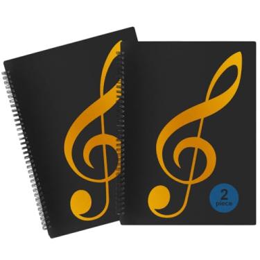 Imagem de Pasta de partitura, página de partitura de 20 x 28 cm, suporte de partitura permite anotações, organizador de fichário de partituras em espiral de 40 páginas, armazenamento de partituras (pacote com 2