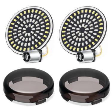 Imagem de Amazicha Sinais de seta frontais de 5 cm, 81 LEDs 1157 setas com 2 tampas de lente fumê apto para Harley Touring Electra Glide Road Glide Road King Street Glide Sportster Iron Dyna Softail 1986-2024
