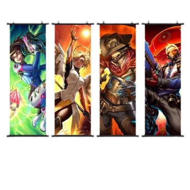 Imagem de Arte de parede em tela 5 painéis Overwatch Coles Cassidys Anime 25x75cm
