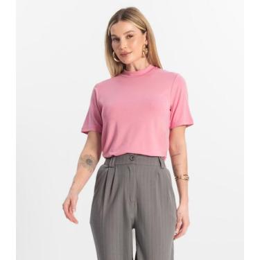 Imagem de Blusa Feminina Básica em Malha Visco Rovitex Rosa, M, Rosa