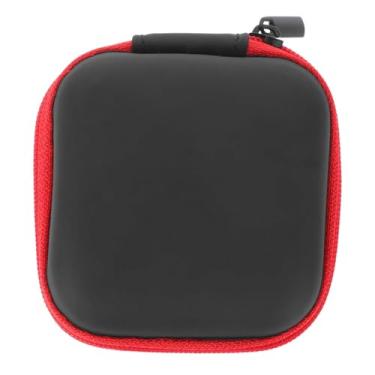 Imagem de 1 capa para fone de ouvido com zíper, caixa de armazenamento de couro, portátil, organizador de cabos USB para viagem, bolsa rígida para guardar moedas, memória, carro, vermelho
