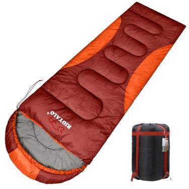 Imagem de Sacos de dormir de inverno de 0 graus para adultos acampamento - Faixa de temperatura (5F – 32F) Saco de compressão portátil à prova d'água - Sacos de dormir para clima frio para grandes e altos com