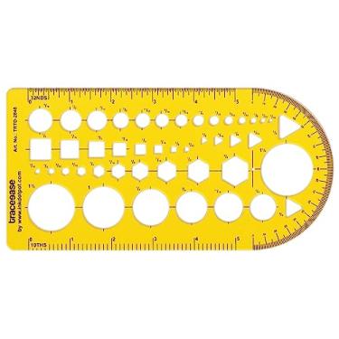 Imagem de Traceease Trace Simple Trace Stable, 43 símbolos de recortes geométricos, modelo de formas de desenho para escolas e escritórios para todos os fins, 1 régua de plástico de medição, 20 x 10,1 cm